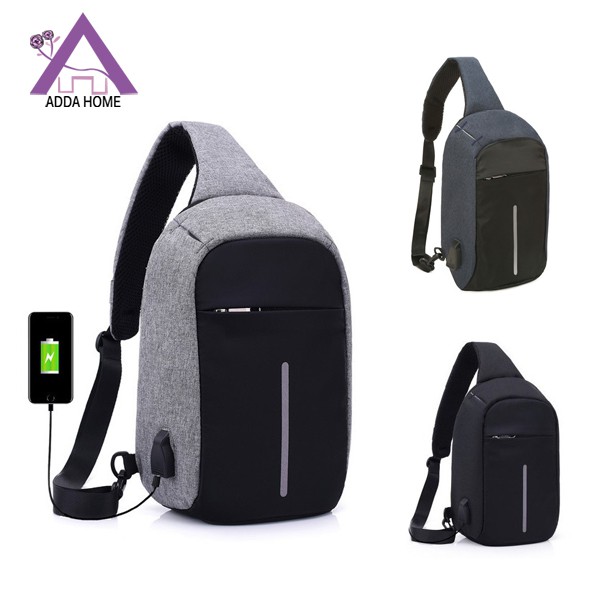 Adda Home - Tas Selempang Pria USB Anti Maling Waterproof UPGRADED