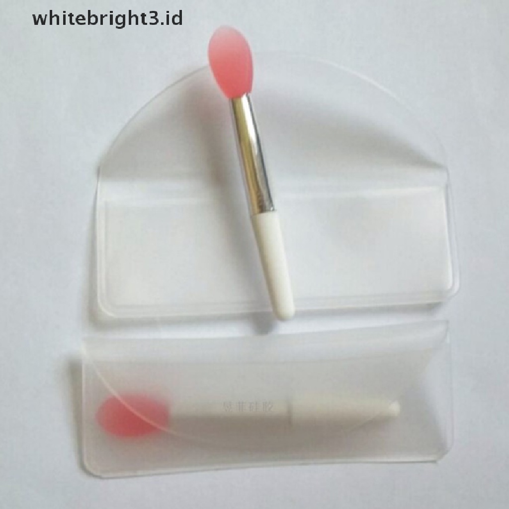 (whitebright3.id) Brush Silikon Mini Kepala Ganda Warna Pink Untuk Masker Bibir