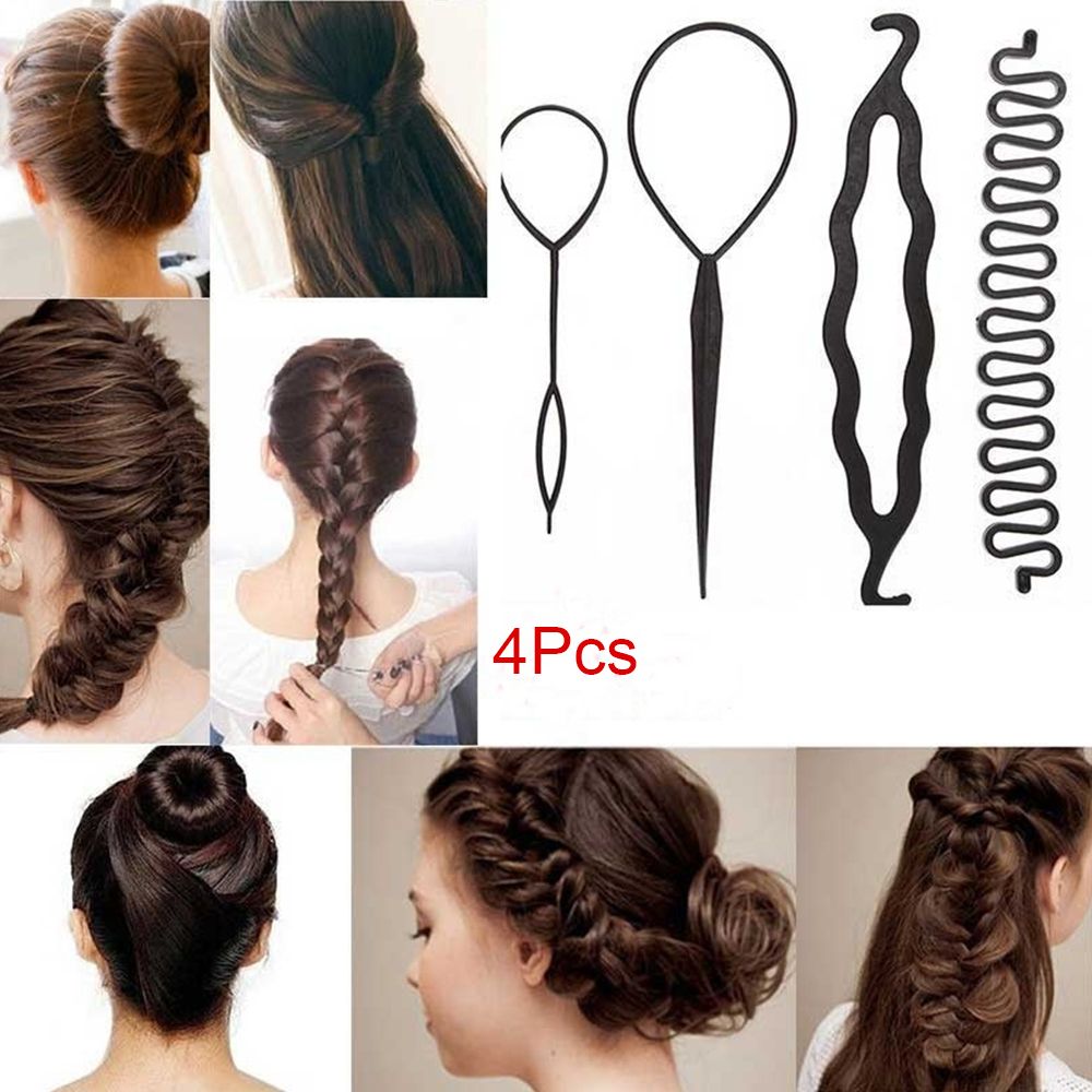 Mxbeauty 4pcs / Set Klip / Jepit Pembuat Kepang Rambut Aneka Warna Untuk Salon / Barber