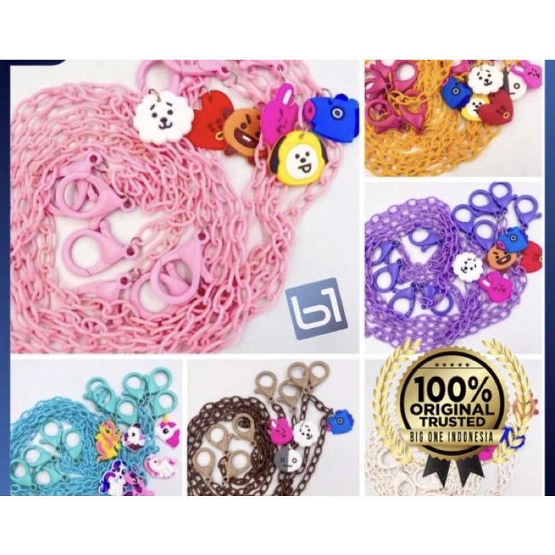 Tali Rantai Gantungan Masker Anak dan Dewasa, Tali Masker BT21, Kalung Masker  Ponny, Mask Lanyard
