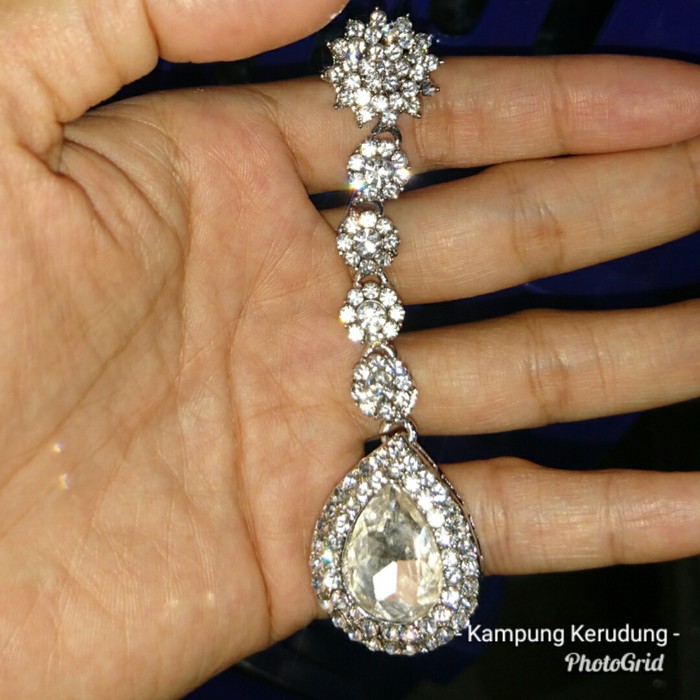 Bros Juntai Permata Panjang Mewah Aksesoris Jilbab Hijab Segiempat