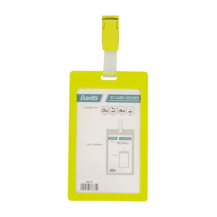 

Bantex ID Card Holder With Clip 54x90mm Portarit Lime #8866 65 / Name Tag Kantor Sekolah Warna Lime Clip 8866 65 - Satuan