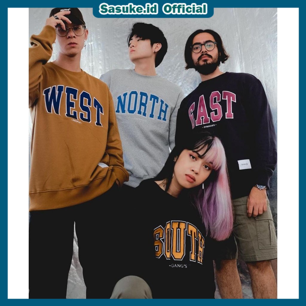 SWEATER WEST BASIC CREWNECK FONT BORDIR PRIA DAN WANITA-SWITER SOUTH DAN EAST PREMIUM