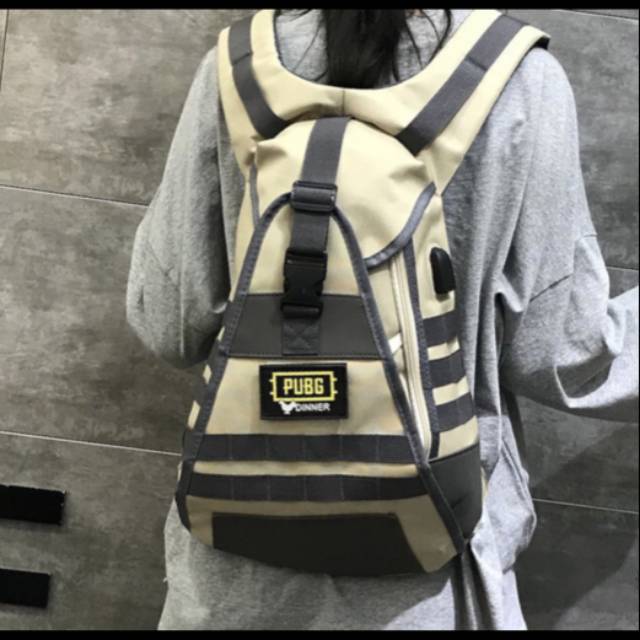 Tas Ransel Sekolah Pria Tas Ransel Wanita USB Backpack PUBG Level 1