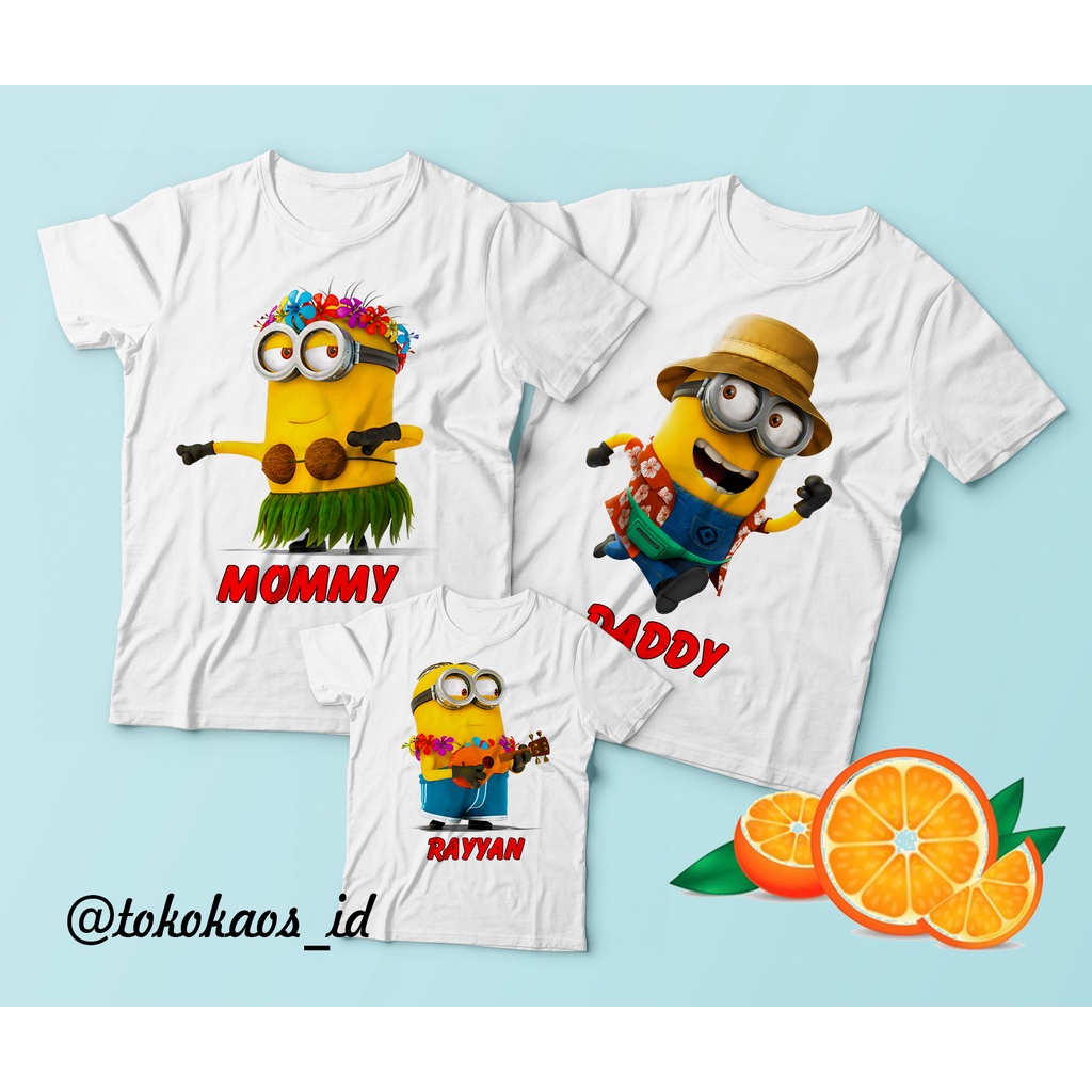kaos custom minion ultah ready ukuran anak anak dan dewasa birthday couple keluarga