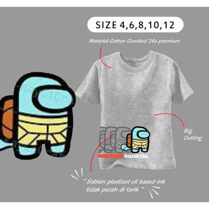 (Size 6)Kaos Anak Laki Laki Ammigoz Kids Among Us Pokemon Series