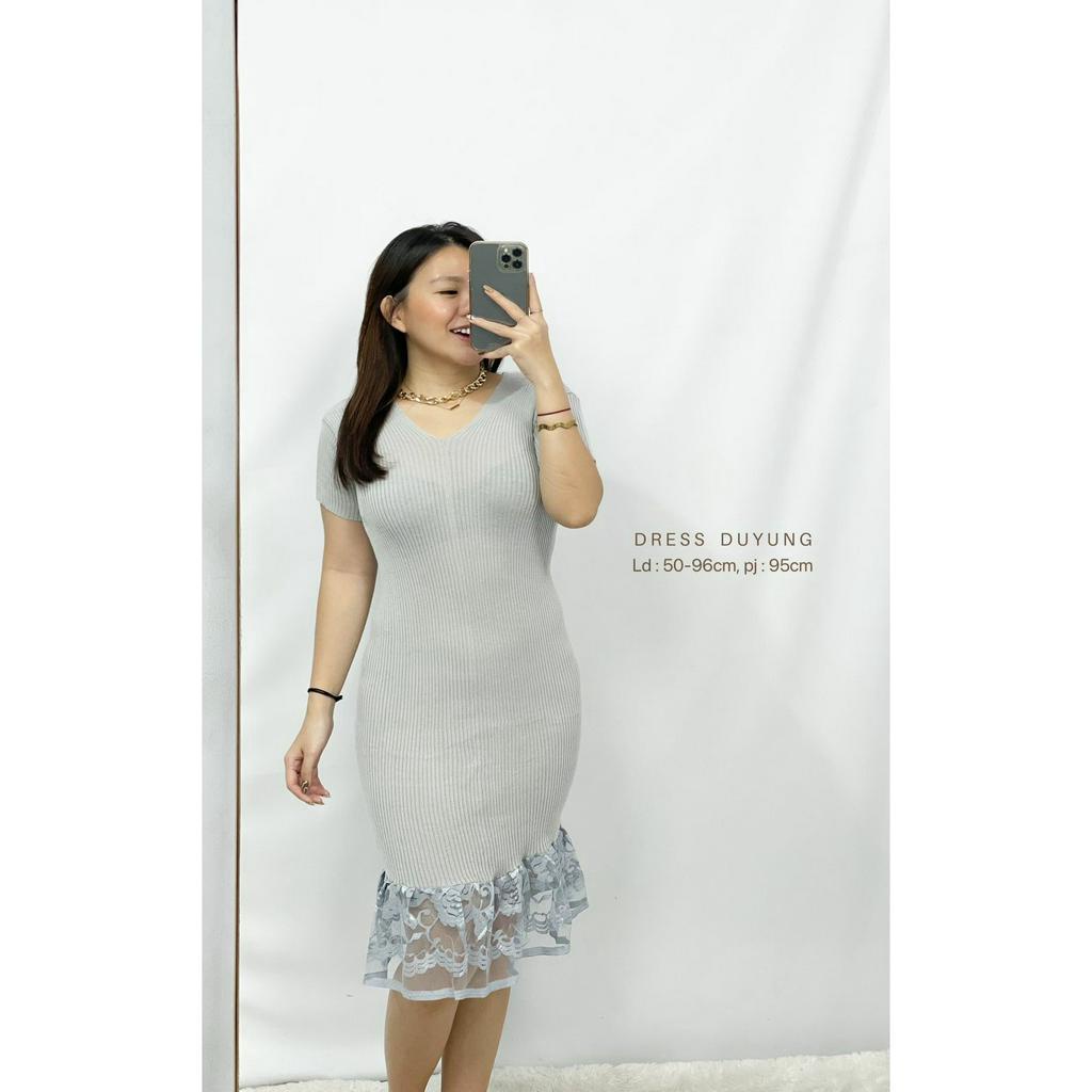 Midi Dress Rajut Halus Wanita Bodycon Model Dress Duyung Lesvi HOPYLOVY