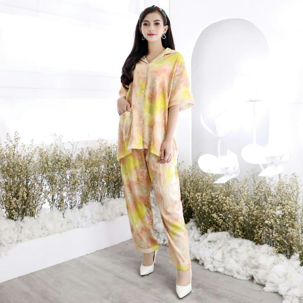 set piyama wanita tie die jumbo ucci celana panjang CP real pic