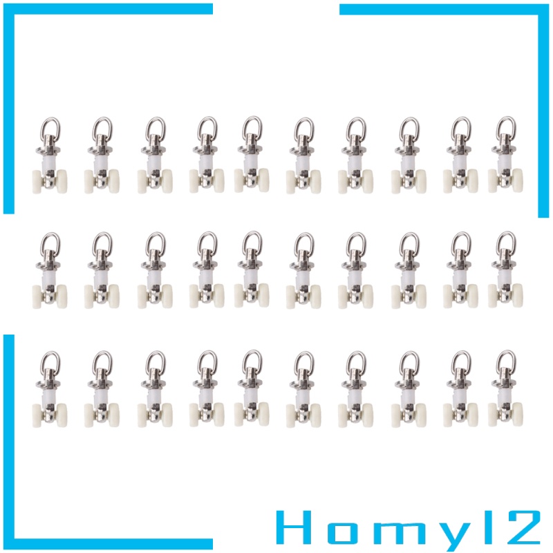 [HOMYL2] 20pcs Curtain Track Rollers Twin Wheeled Carriers Drapery Sliding Glider