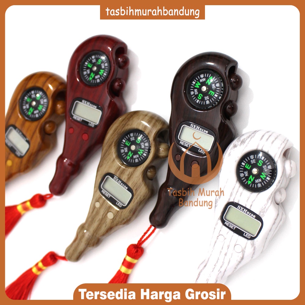 TASBIH DIGITAL LED KOMPAS MOTIF KAYU / TASBIH