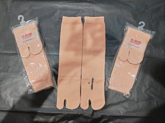 Kaos Kaki Jempol BAHAN NYLON / Kaos Kaki Muslimah / Kaos Kaki Wanita / Crem Polos /Tapak Hitam-5