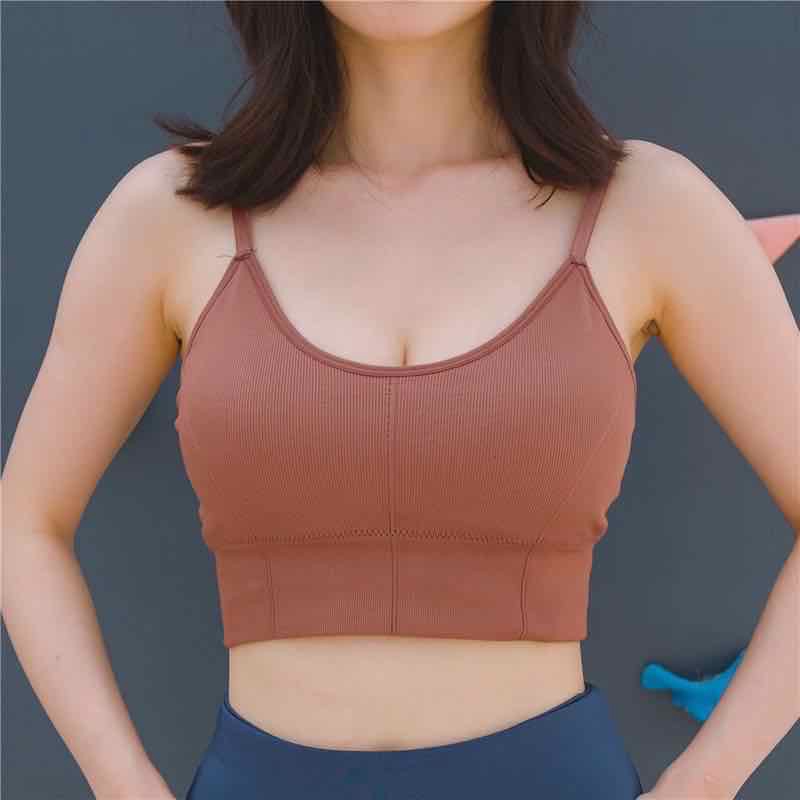 Bra Sport Wanita Model Seamless dengan Tali Strap dan Isi Busa Bergaya Sexy / Sport Aerobic Bra