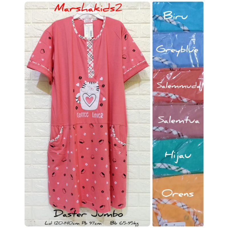 Daster kaos jumbo dewasa lorita by Sofie daster kancing depan jumbo big size Ld 120 130 140cm