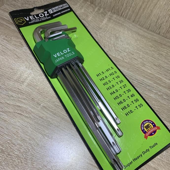 Kunci L Biasa Kombinasi Bintang 9 pcs Panjang Extra Long Murah Tekiro