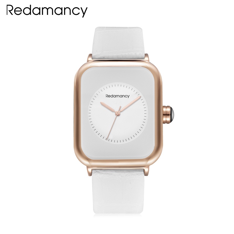 Redamancy Jam Tangan Wanita Original Mode Bisnis Display Kuarsa Jam Wanita Tali Jala Tahan Air Jam Tangan Cewek Jam RoseBlack-sabuk baja-AllWhite-Leather