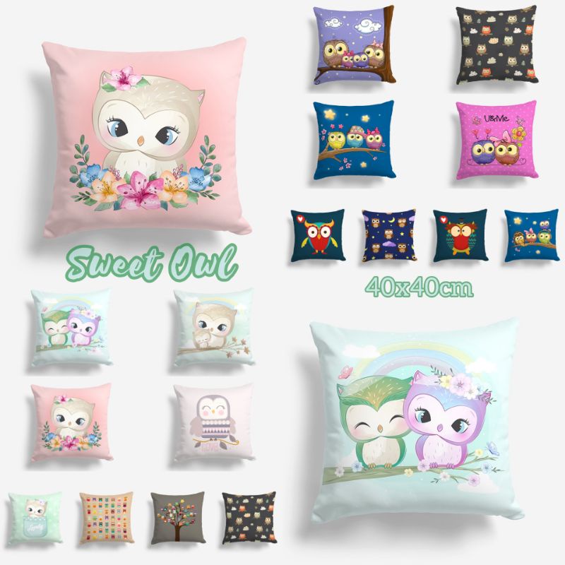 BANTAL SOFA PRINT MOTIF CUTE OWL / BURUNG HANTU 40X40 CM