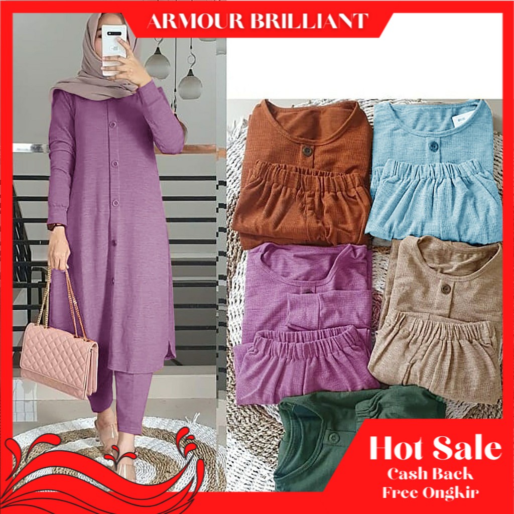 US-SETELAN BAJU TUNIK DAN CELANA WANITA MUSLIM-STELAN TUNIK-STELAN HIJAB OOTD TERBARU
