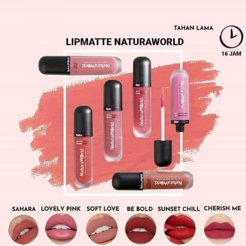 Lipstik Natura Lipmatte Hypermatte Transferproof Original Dari Natura World Tahan Hingga 16 Jam, pro