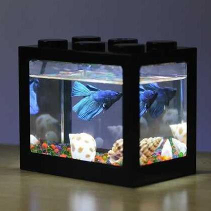 Aquarium Mini Model Lego Soliter Mini Led Putih Tank Soliter Cupang - Led Putih Usb Aralatalata22