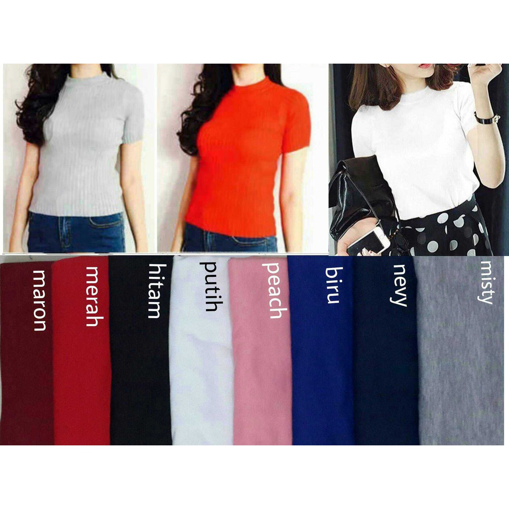[Turtle neck RO] Blouse Wanita Spandex Varian Warna