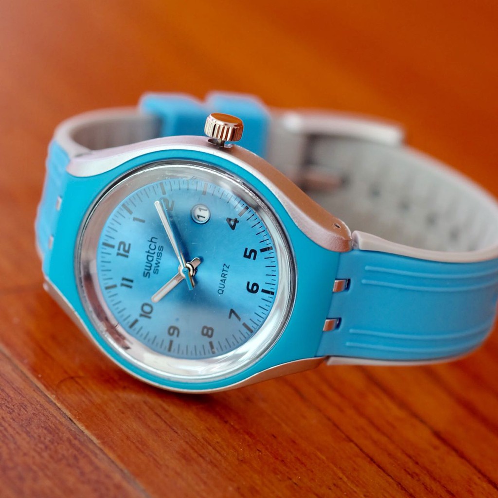 Jam Tangan Pria Wanita Cowok Cewek Laki Laki Perempuan Swatch Tanggal Tali Karet