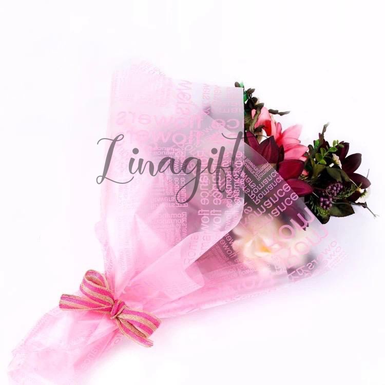 ( 5 Lembar  ) TRANSLUCENT ENGLISH - FLOWER WRAPPING PAPER ENGLISH ROMANCE TRANSLUCENT RETRO / CLASSIC /  PLASTIC CELLOPHANE/ KERTAS BUNGA/ KARANGAN BUKET/ FLORIST