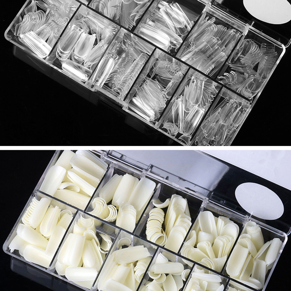 Mxbeauty 500pcs / Set Kuku Palsu Ultra Tipis Bentuk Oval Bahan Akrilik Untuk Nail Art / Manicure
