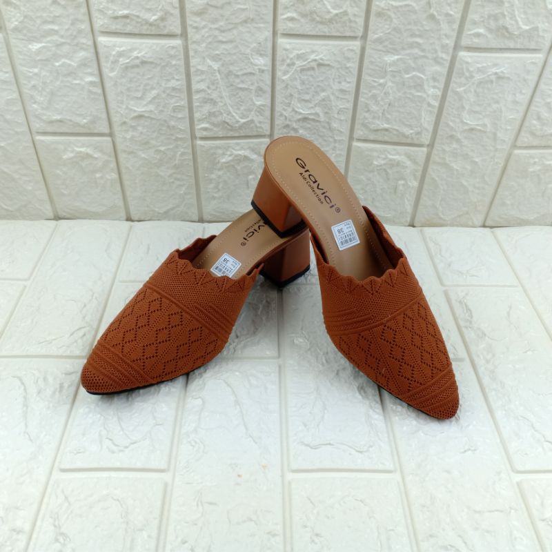 GRAVICI - Sepatu Slip On Mules Wanita Bahan Rajut Import WA 02