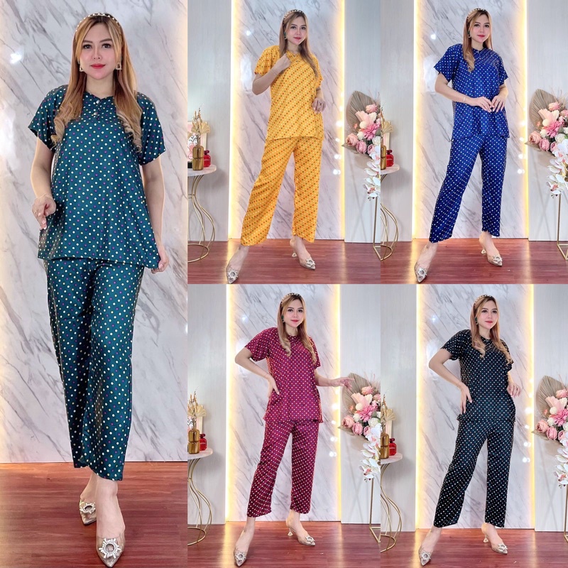 Setelan CP CANDY / dada kancing busui rayon halus adem baju tidur santai anti gerah body viral