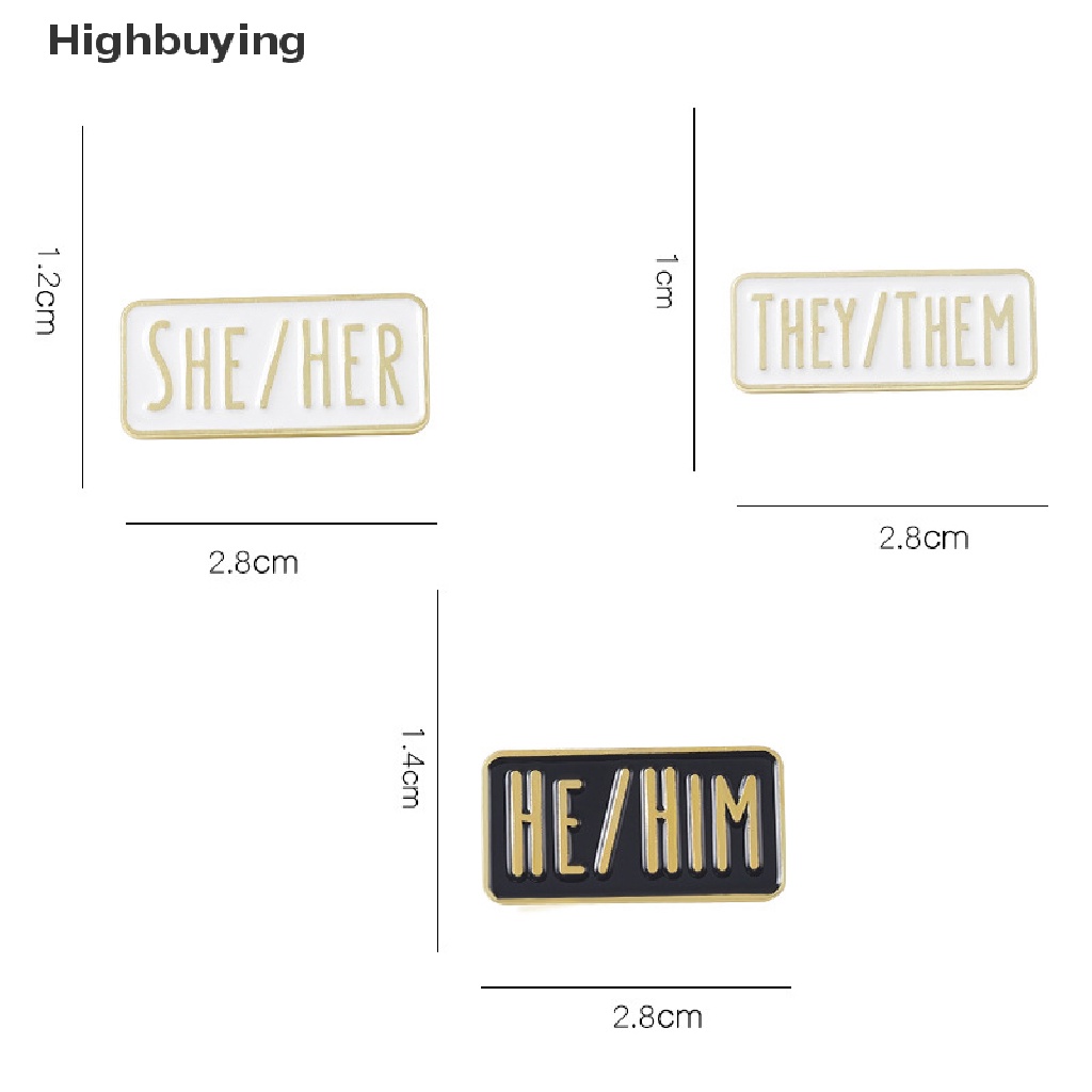 Hbid Bros Pin Enamel Desain SHE / HER Warna Hitam / Putih Aksesoris Wanita