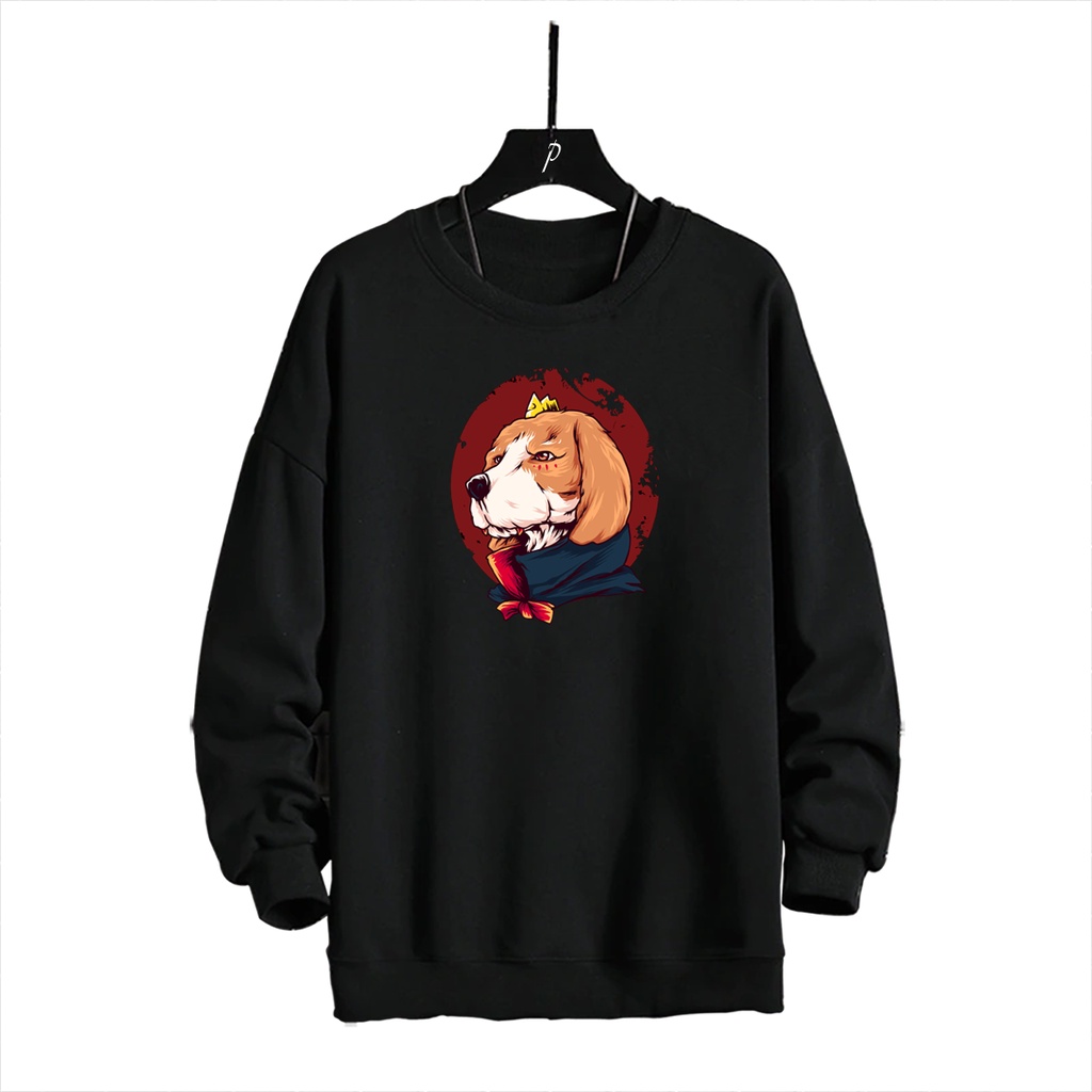 Sweater crewneck pria KING DOGE sweter murah cewek cowok distro keren