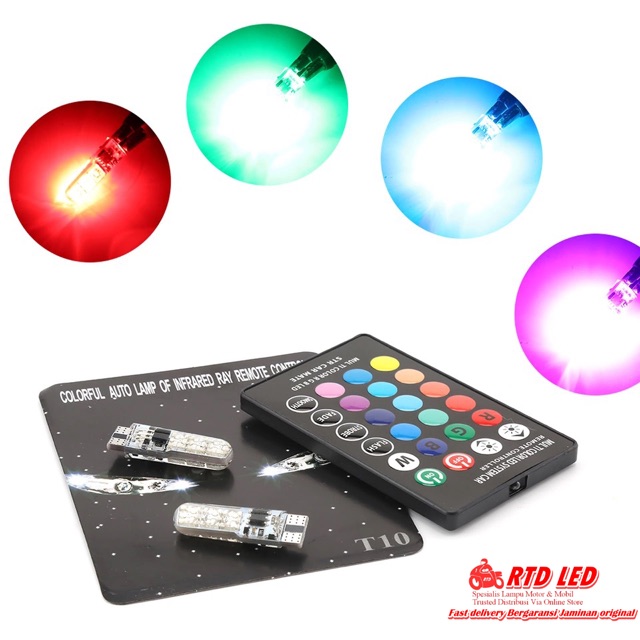 2 Pcs Led T10 Lampu Senja RGB Remote