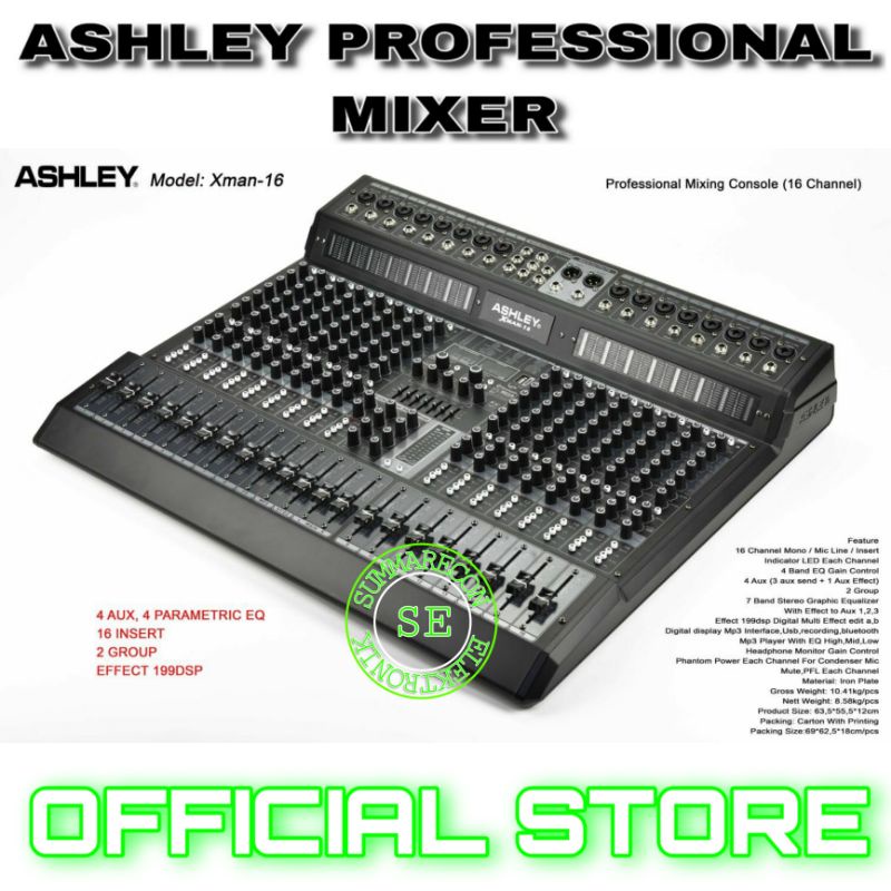 mixer audio 16 channel original ashley x man 16 usb bluetooth recording interface