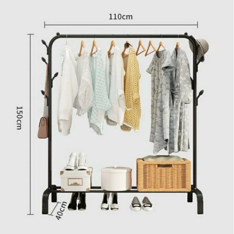 Sutera99 Cuci Gudang Barang Baru Rak Baju Gantungan Baju Besi Stand Hanger Display Butik Bazar Jemuran Pakaian Gawang Baju Stand Cloth Hanger Double Gantungan Baju Stand Hanger Gawang Double Rack