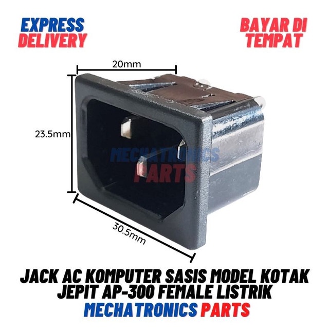 Soket Listrik PLN AC C13 3Pin Female Jepit AP-300 Socket 3 Pin 220V Komputer Sasis Model