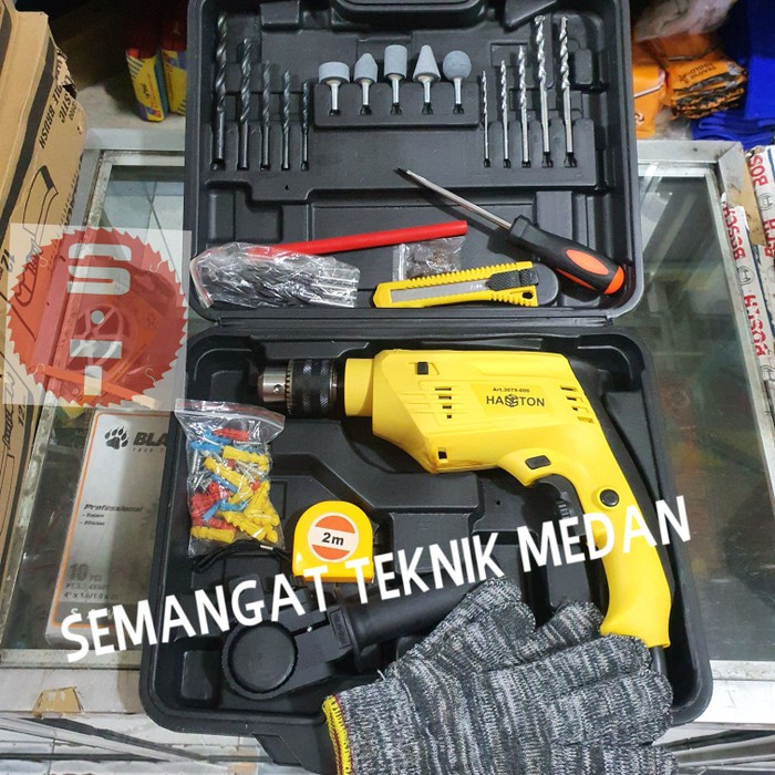 3075-006 PAKET MESIN BOR LISTRIK IMPACT DRILL SET 13MM HASSTON PROHEX
