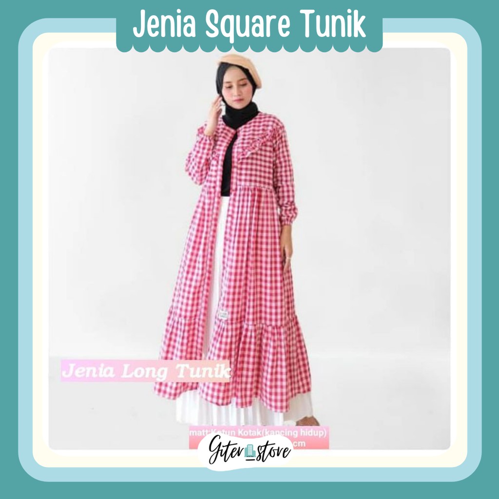 jenia square tunik - jenia cardigan korea - jenia long outer - long cardigan - long outer