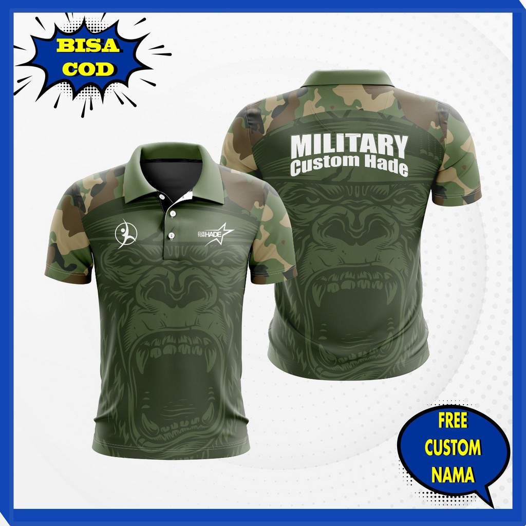 BAJU KAOS JERSEY POLO SHIRT PRIA TNI AD AU AL MARINIR POLRI MILITER LORENG FULL PRINTING TERBARU