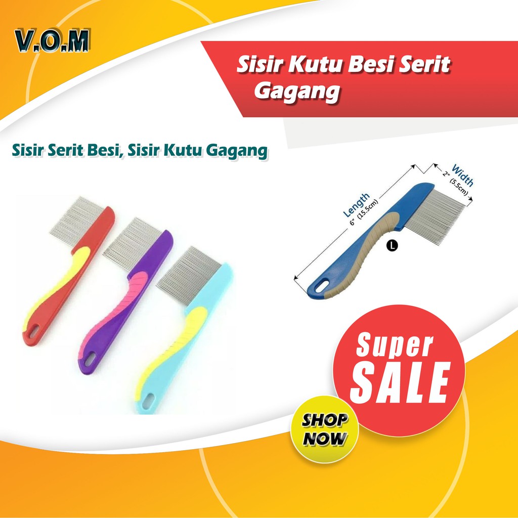 VOM NEW Sisir Kutu Gagang / Sisir Kutu Besi Serit Gagang 0485