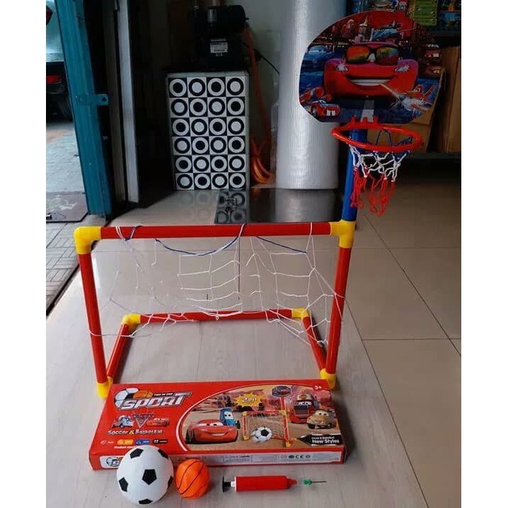 MAINAN SOCCER 2 IN 1 BASKET BALL AND FOOT BALL Motif CAR