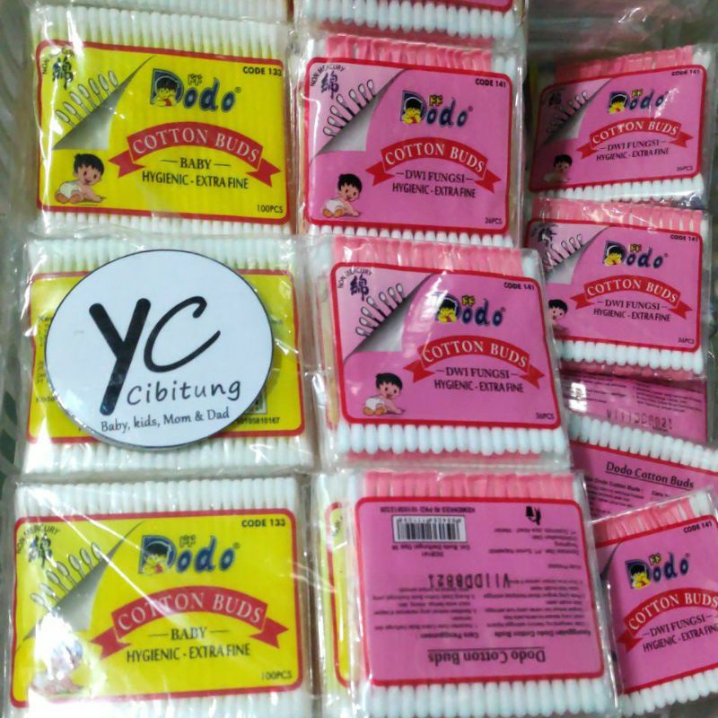 COD Dodo Korek Telinga Kuping cotton buds Extra Fine 100 PCS Kuning  - 36 PCS Pink baby Bayi Anak Dewasa dwi fungsi balita