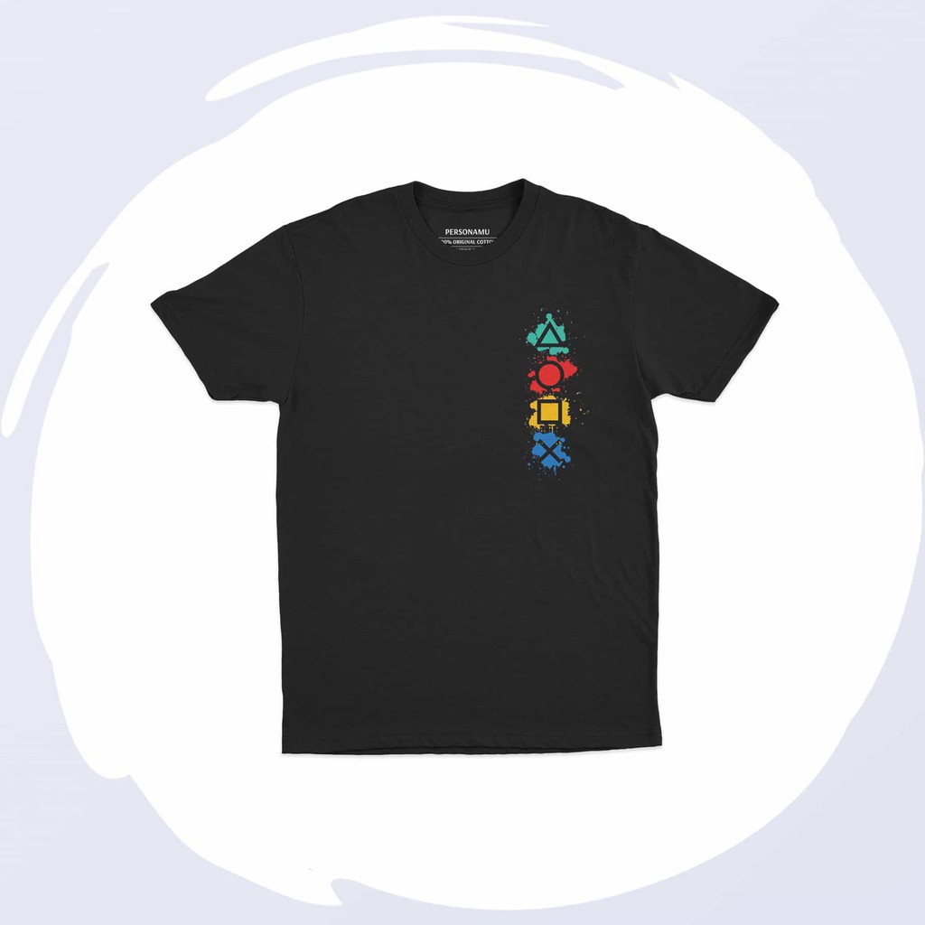 Kaos Colorful Playstation Button Vertical - Baju Seri Game