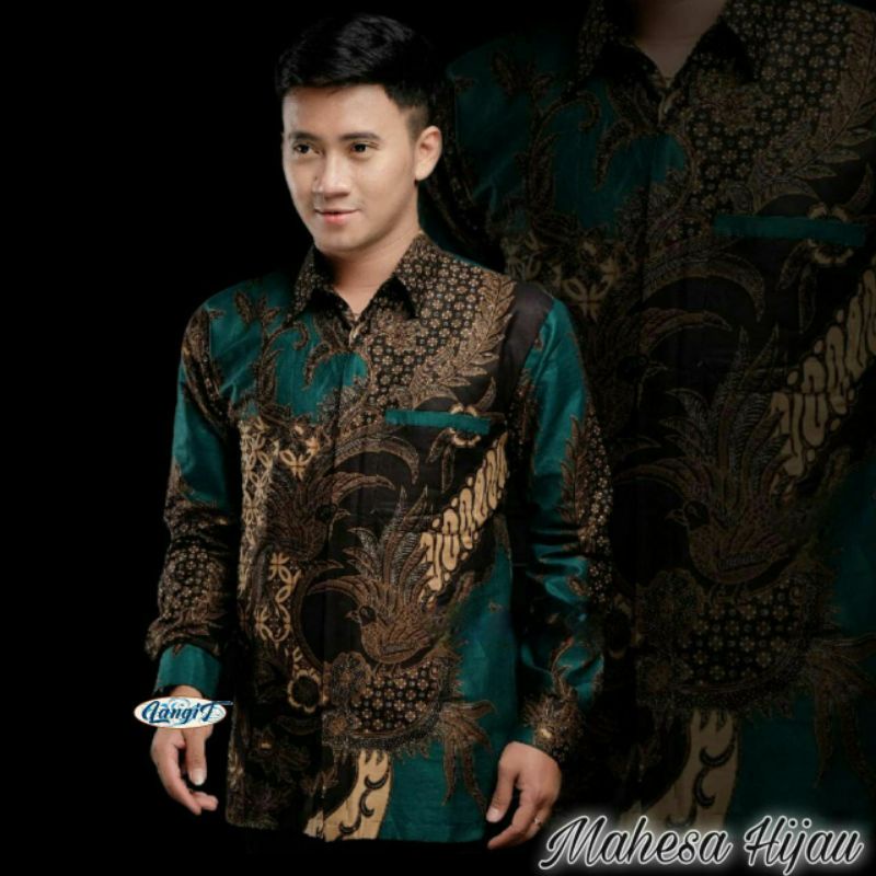 ATASAN KEMEJA BATIK COWOK LENGAN PANJANG MAHESA LANGIT MERAH HIJAU BIRU