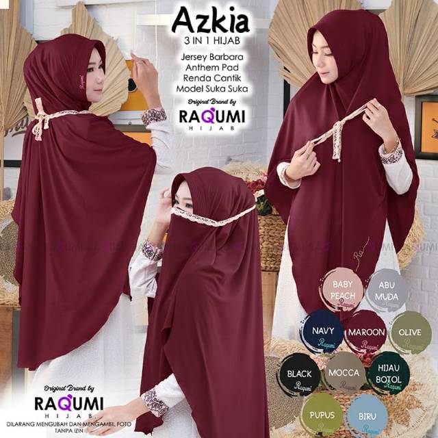 AZKIA RAQUMI HIJAB | ORIGINAL RAQUMI HIJAB | khimar Jumbo | Khimar Maroon | Khimar Syari