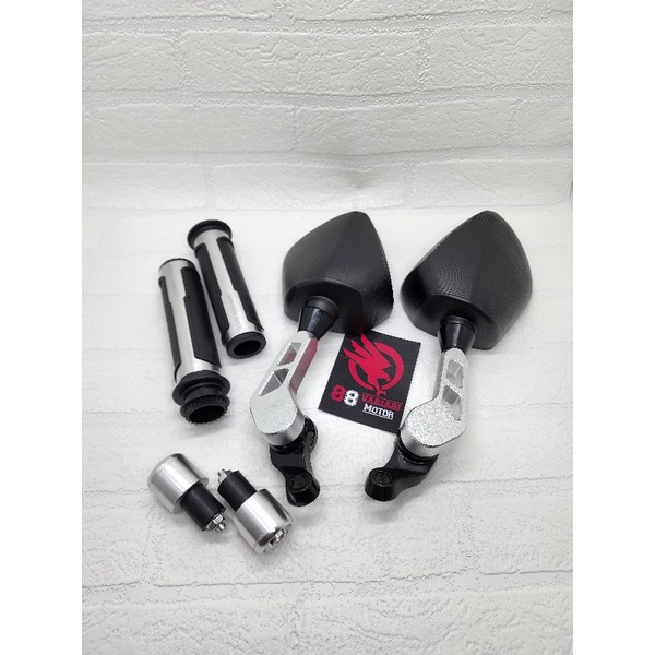 Paket Spion Ducati FULL CNC Universal Dan Handgrip Dragon Plus Jalu Stang Full CNC Universal Motor PCX ADV Sonic Vario Beat Scoopy Nmax Aerox Lexi Mio Jupiter Vixion Satria