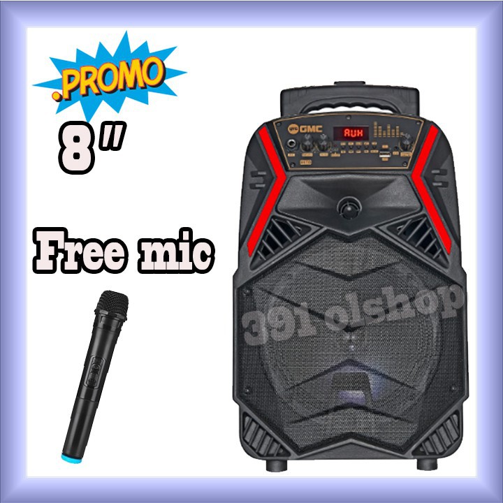 SPEAKER MEETING GMC 897J SPEAKER MEETING BLUETOOTH 8 INCH  FREE MIC KABEL SUARA MANTAP