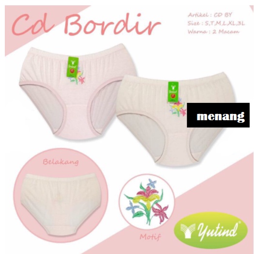 Celana Dalam Wanita Yutind Bordir / CD Yutind Wanita Bahan Katun Motif Bordir Nyaman dan Murah