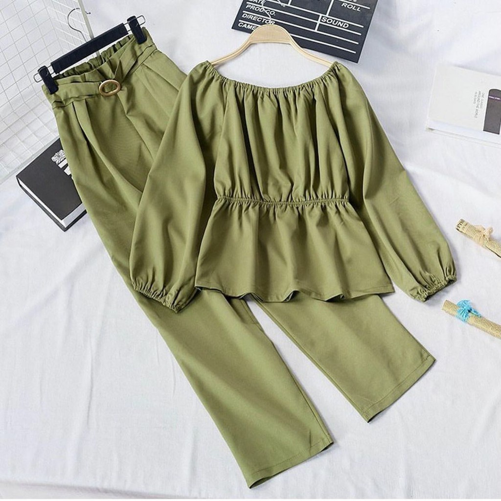 One Set Long Tunik Rubiah Premium Cod - Milea Set 2In1 Baju Setelan Korean Style Wanita Remaja Musli