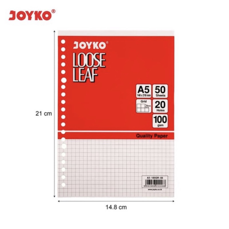 

LOOSE LEAF GRID A5 JOYKO 50 LEMBAR / KERTAS FILE KOTAK A5 JOYKO 50 LEMBAR