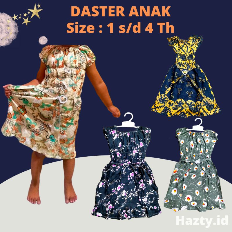 Daster Anak Perempuan Rayon Batik /  Baju Daster Dress Dres Drees Main Anak 1 2 3 4 Tahun Perempuan 